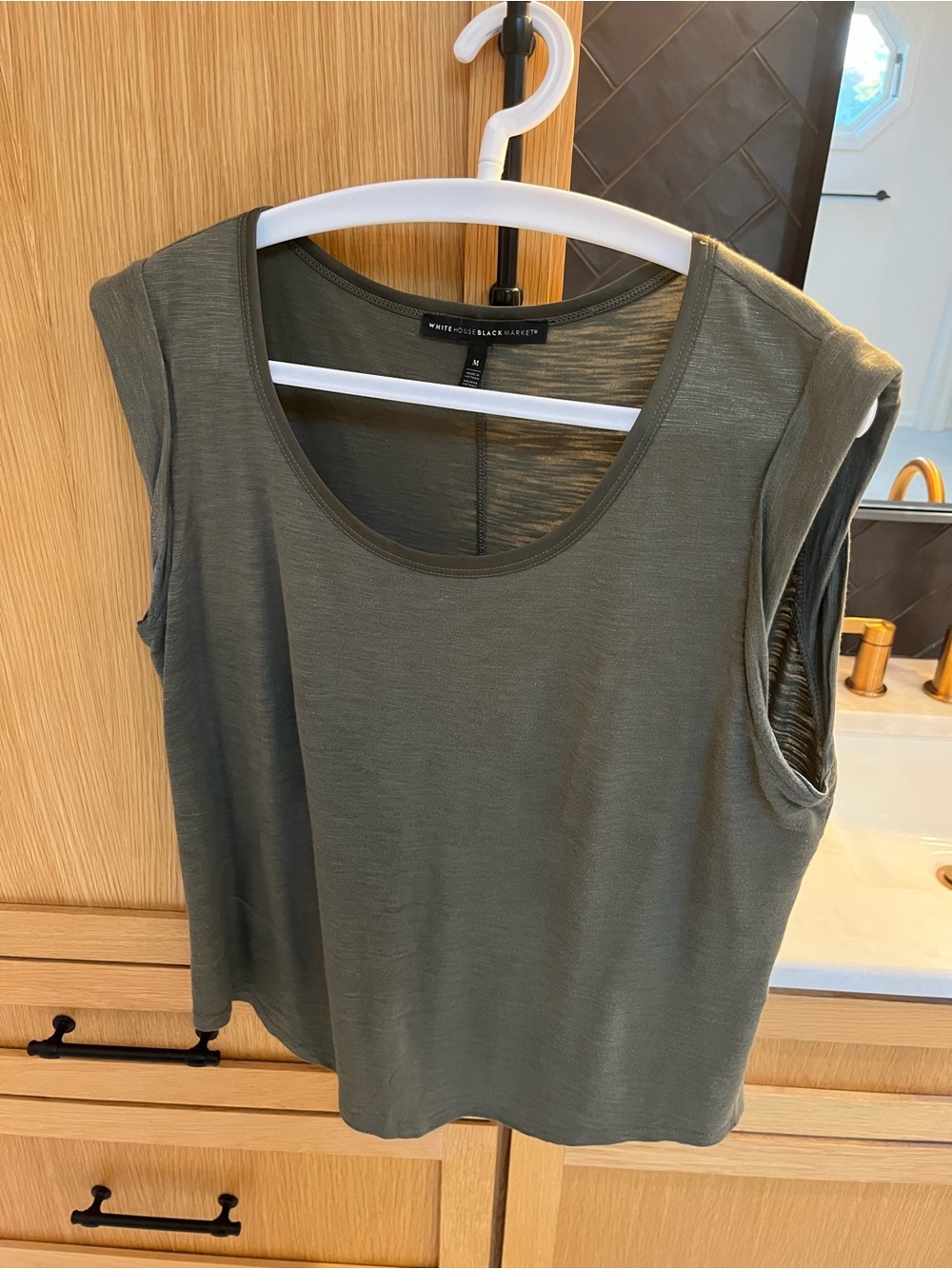 White House Black Market Olive Scoop Neck Sleeveless Tank